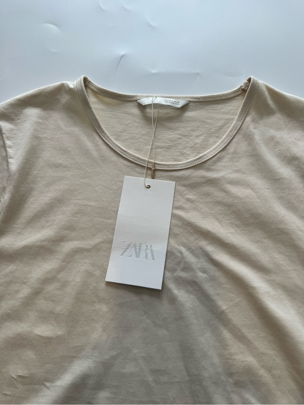 Zara Beige Side-Tie Short Sleeve Tank - Picture 3 of 7